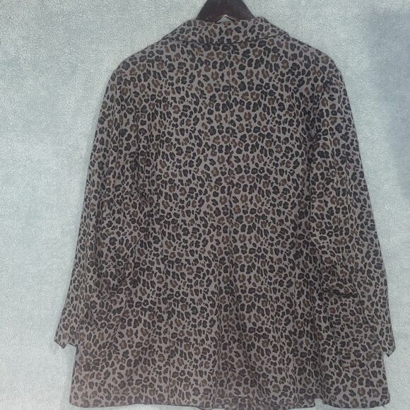 Diane Gilman Womens Leopard Print Blazer Size 1X Mob Wife Office Neutral Career - Picture 12 of 13